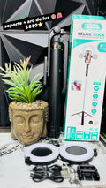 Kit Selfie Stick con Trípode y Aro de Luz LED Bluetooth