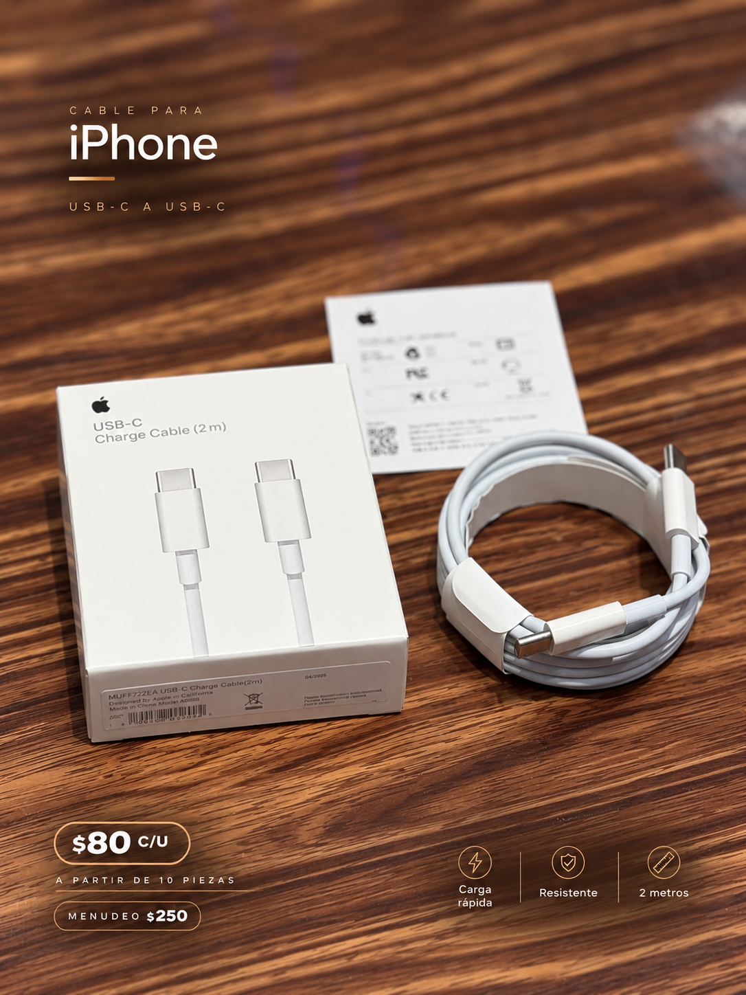 Cable USB-C a USB-C 2 Metros