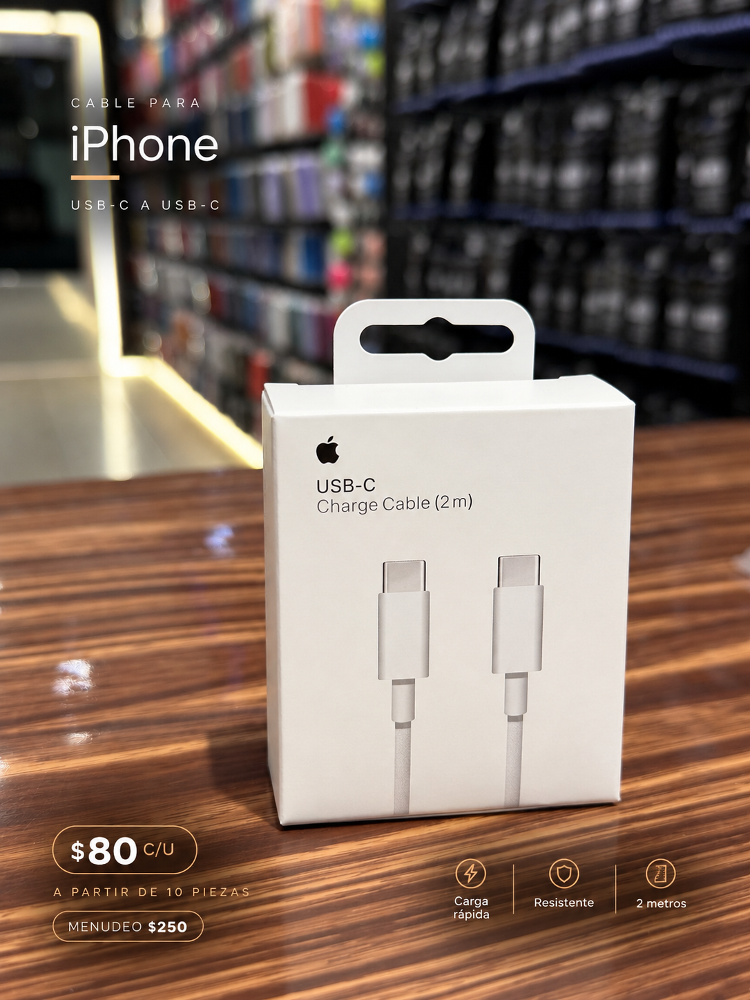 Cable USB-C a USB-C 2 Metros